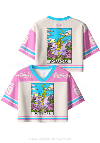 Yellow Scissors Pride Y2K Crop Sport Jersey Shirts Cherrykitten