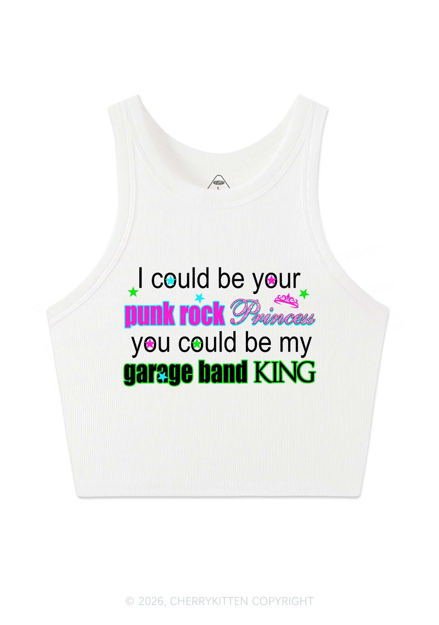 Punk Rock Princess Y2K Crop Tank Top Cherrykitten