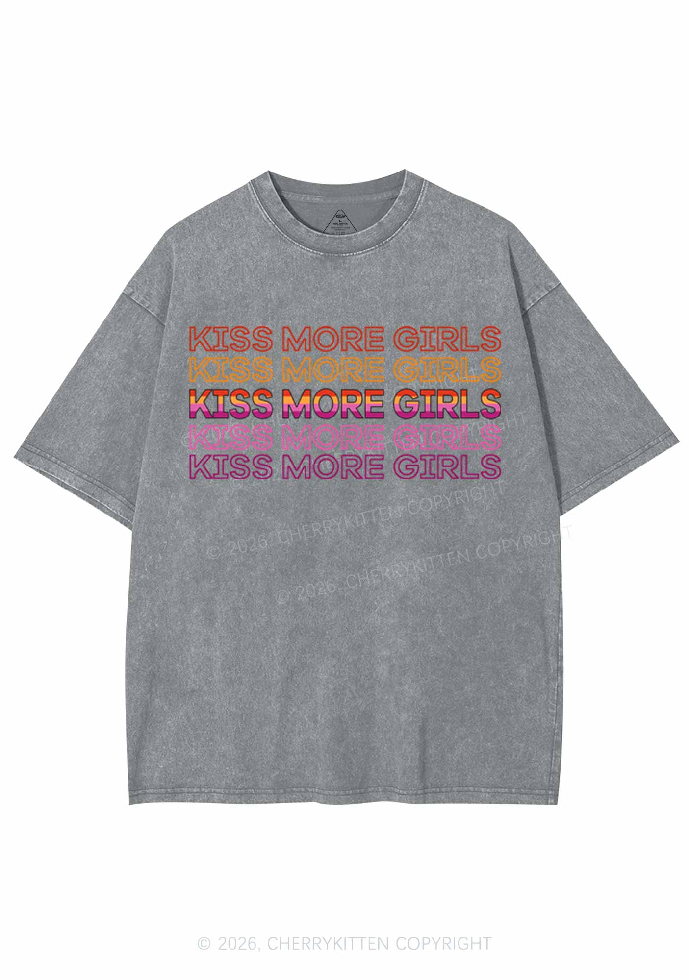 Kiss More Girls Pride Y2K Shirts Washed Tee Cherrykitten