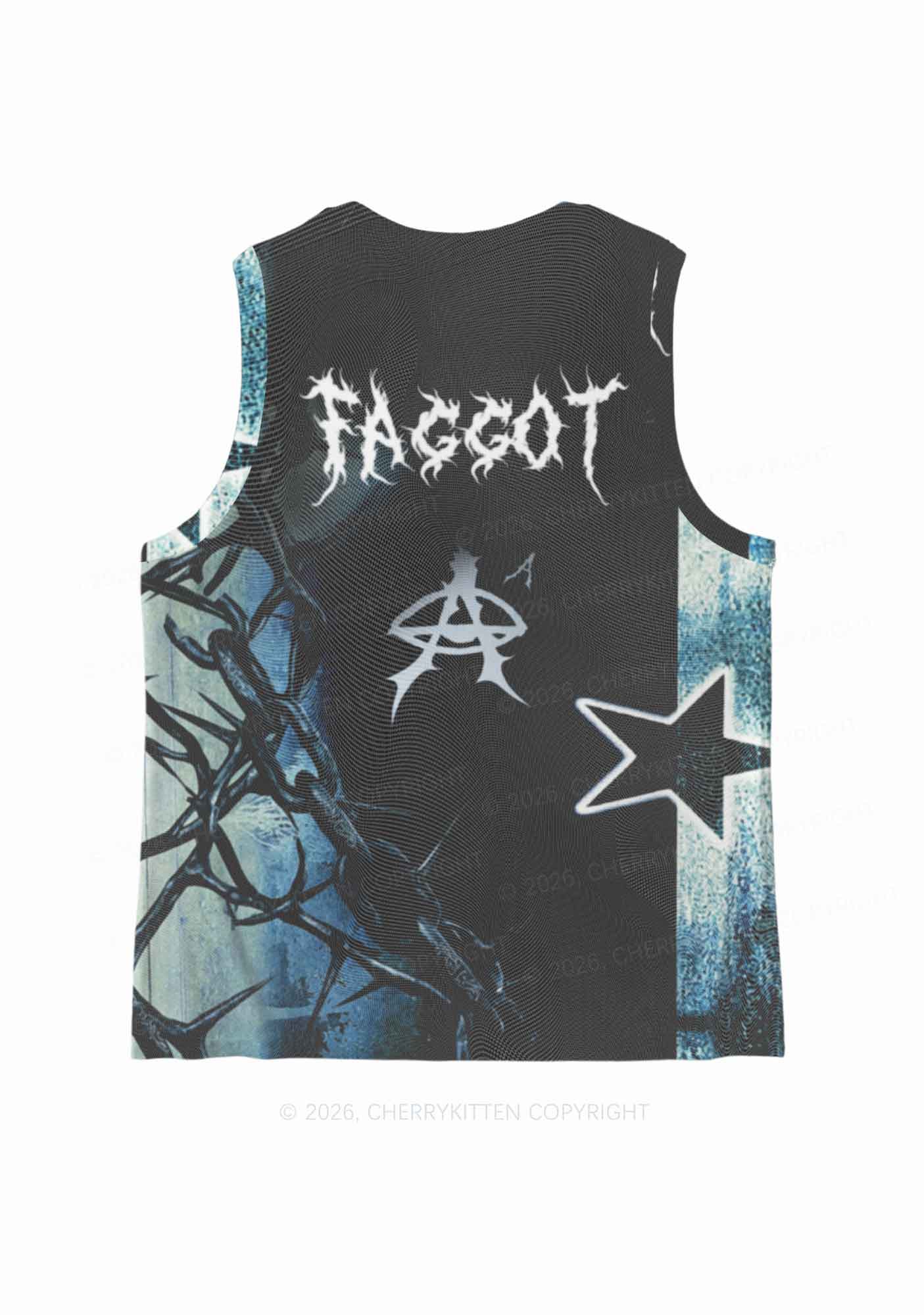 Black Thorn Faggot Pride Y2K Mesh Muscle Tank Cherrykitten