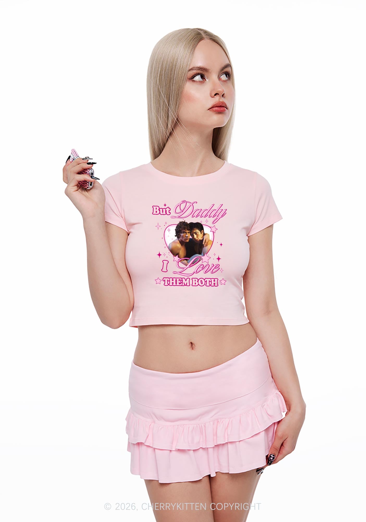 But Daddy I Love Them Both HR Y2K Baby Tee Cherrykitten