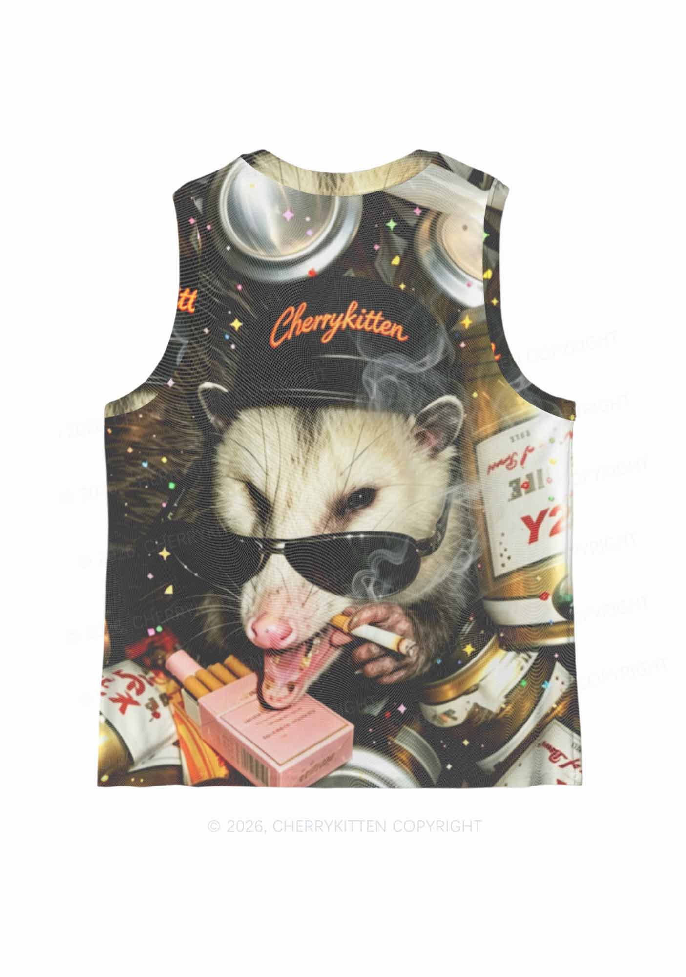 Smoking Opossum Y2K Mesh Muscle Tank Cherrykitten