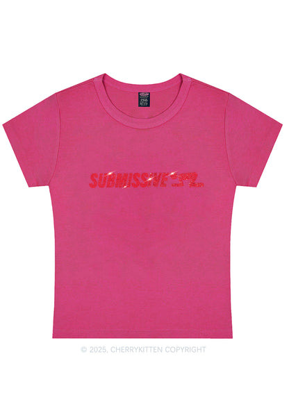 Rhinestone Submissive Man Y2K Baby Tee Cherrykitten