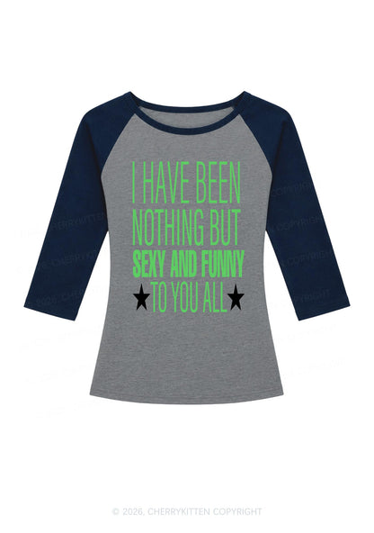 I Have Been Funny Y2K Raglan Sleeve Crop Top Cherrykitten