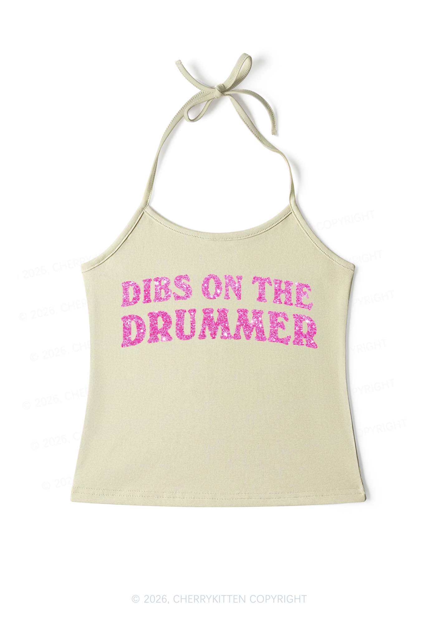 Glitter Dibs On The Drummer Y2K Halter Neck Cami Cherrykitten