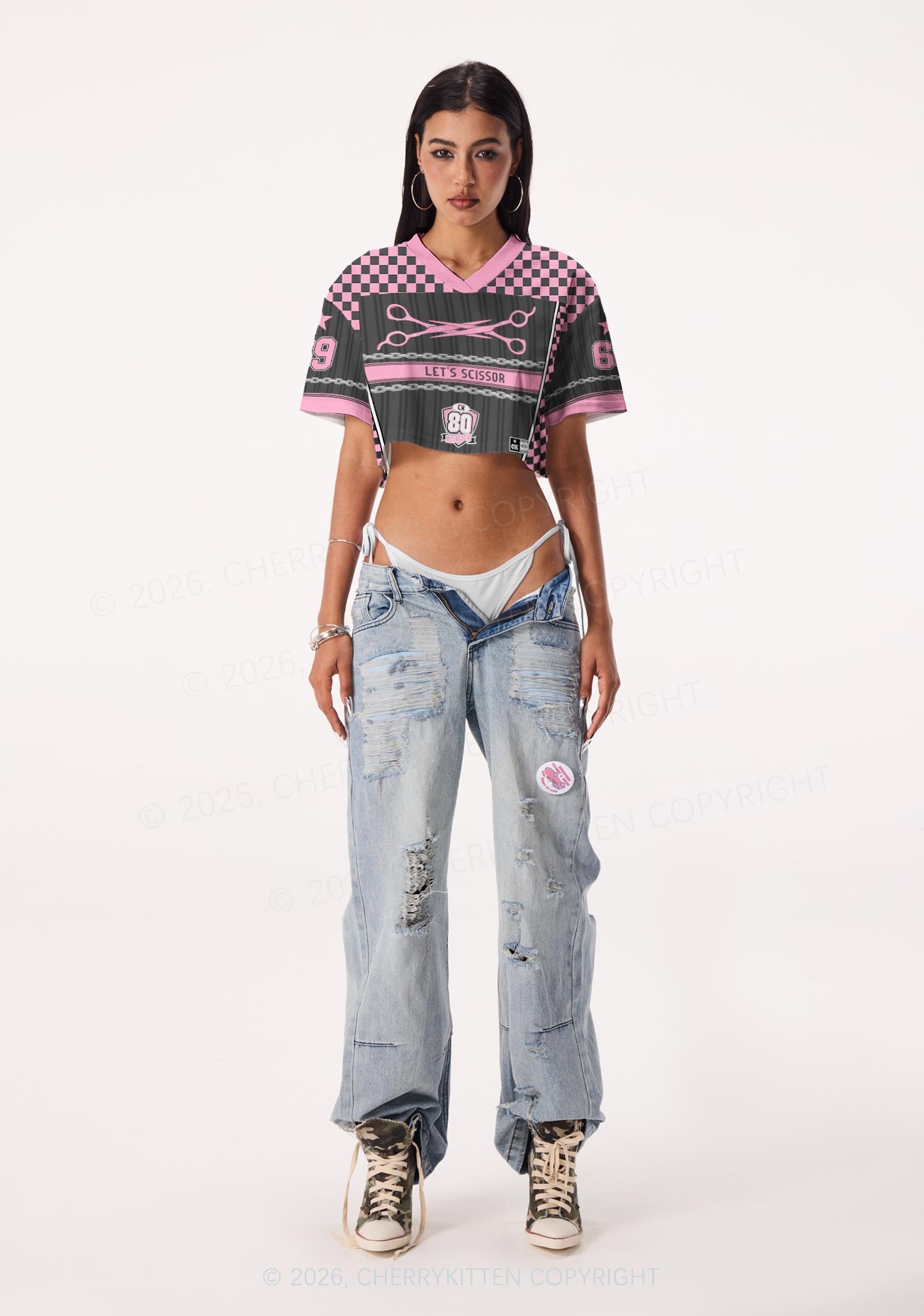 Lets Scissor Pride Y2K Crop Sport Jersey Shirts Cherrykitten