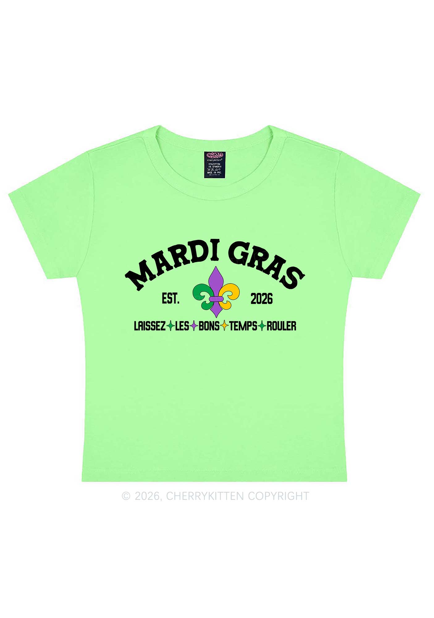 Mardi Gras Laissez Les Bons Temps Rouler Y2K Baby Tee Cherrykitten