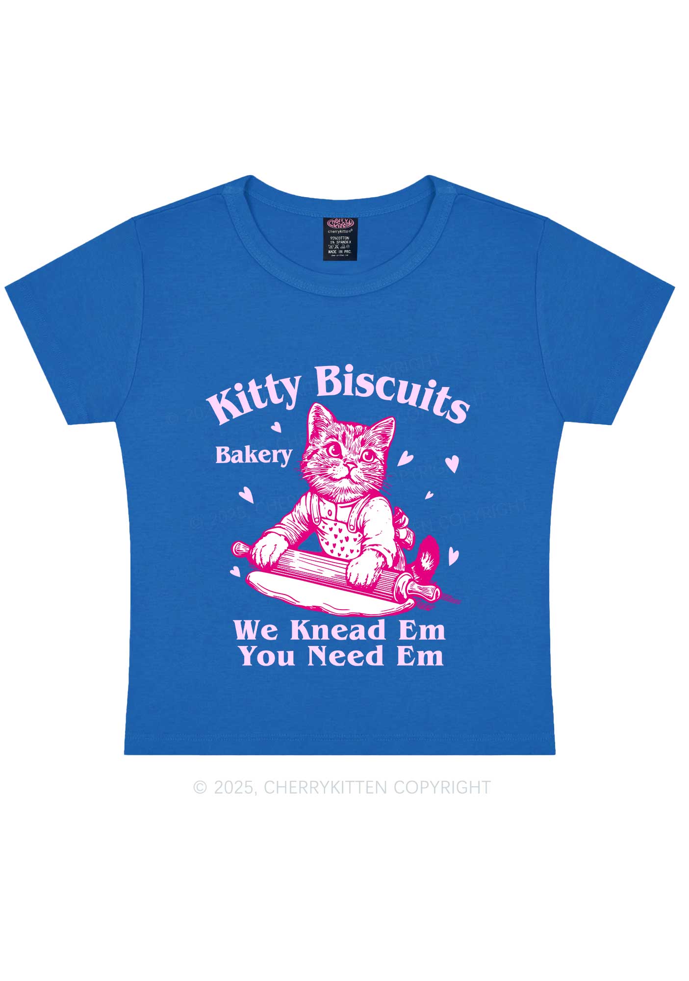 Kitten Biscuits Bakery Valentine's Day Y2K Baby Tee Cherrykitten