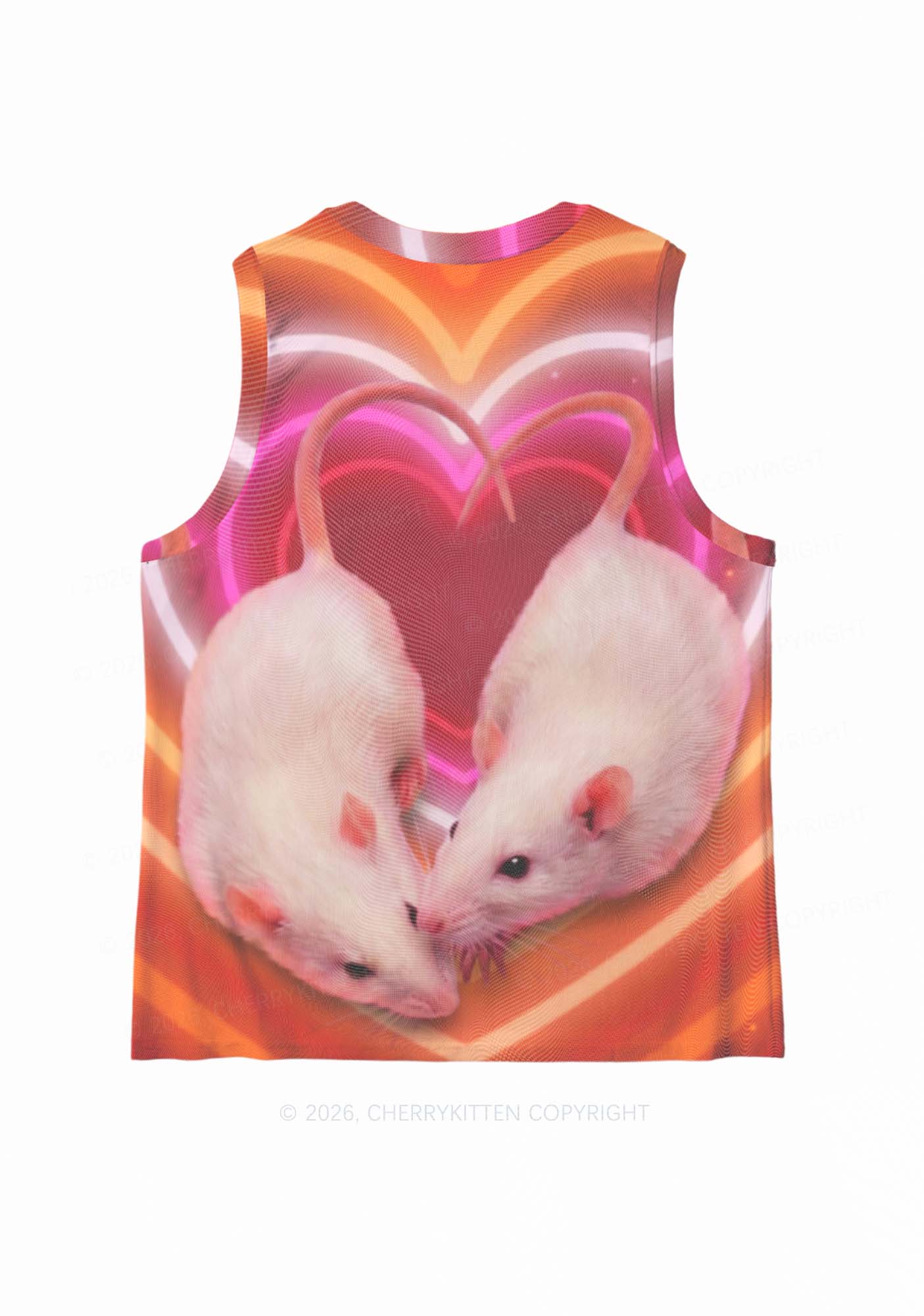Lesbian Heart Rats Pride Y2K Mesh Muscle Tank Cherrykitten