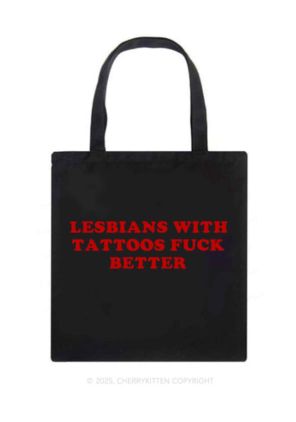 Lesbians With Tattoos Pride Y2K Canvas Tote Bag Cherrykitten