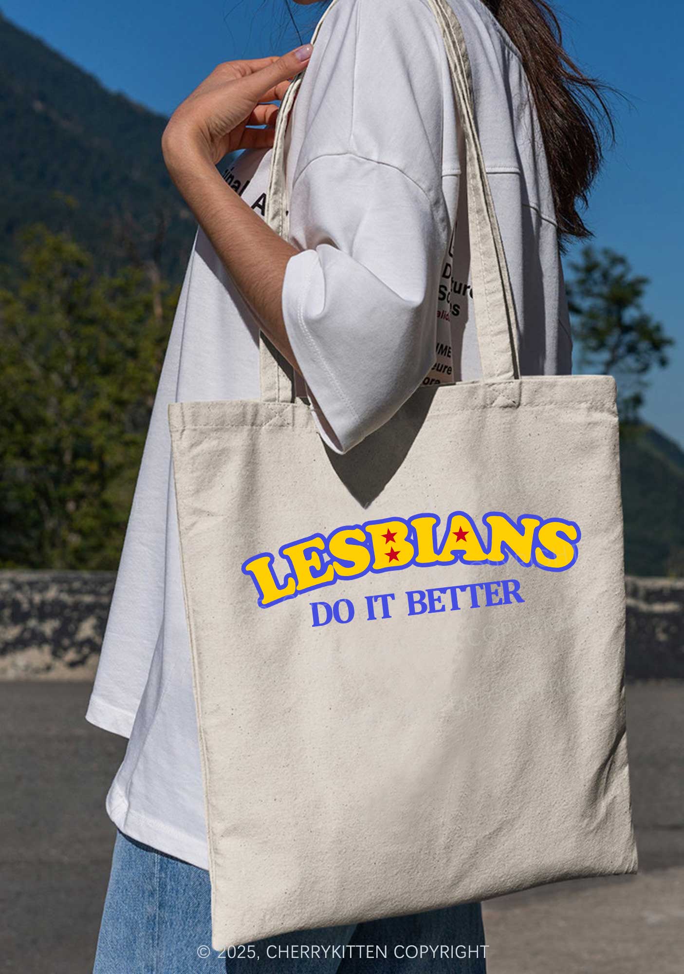 Lesbians Do It Better Pride Y2K Canvas Tote Bag Cherrykitten