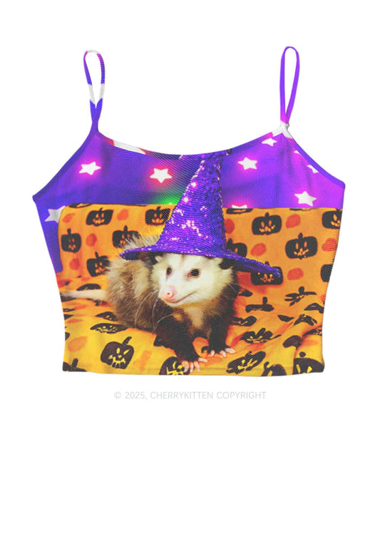 Halloween Sparkle Witch Ratz Y2K Mesh Cami Tank Cherrykitten
