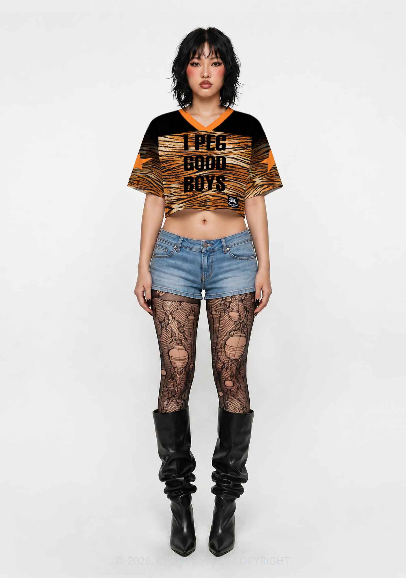 I Peg Good Boys Tiger Stripe Y2K Crop Sport Jersey Shirts Cherrykitten