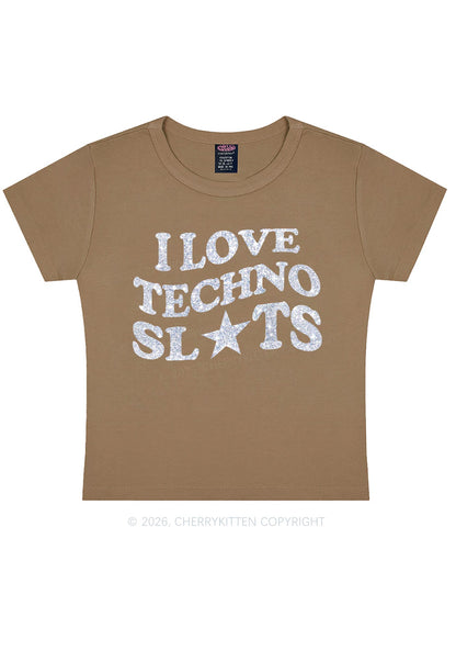 Glitter I Love Techno Slxts Y2K Baby Tee Cherrykitten