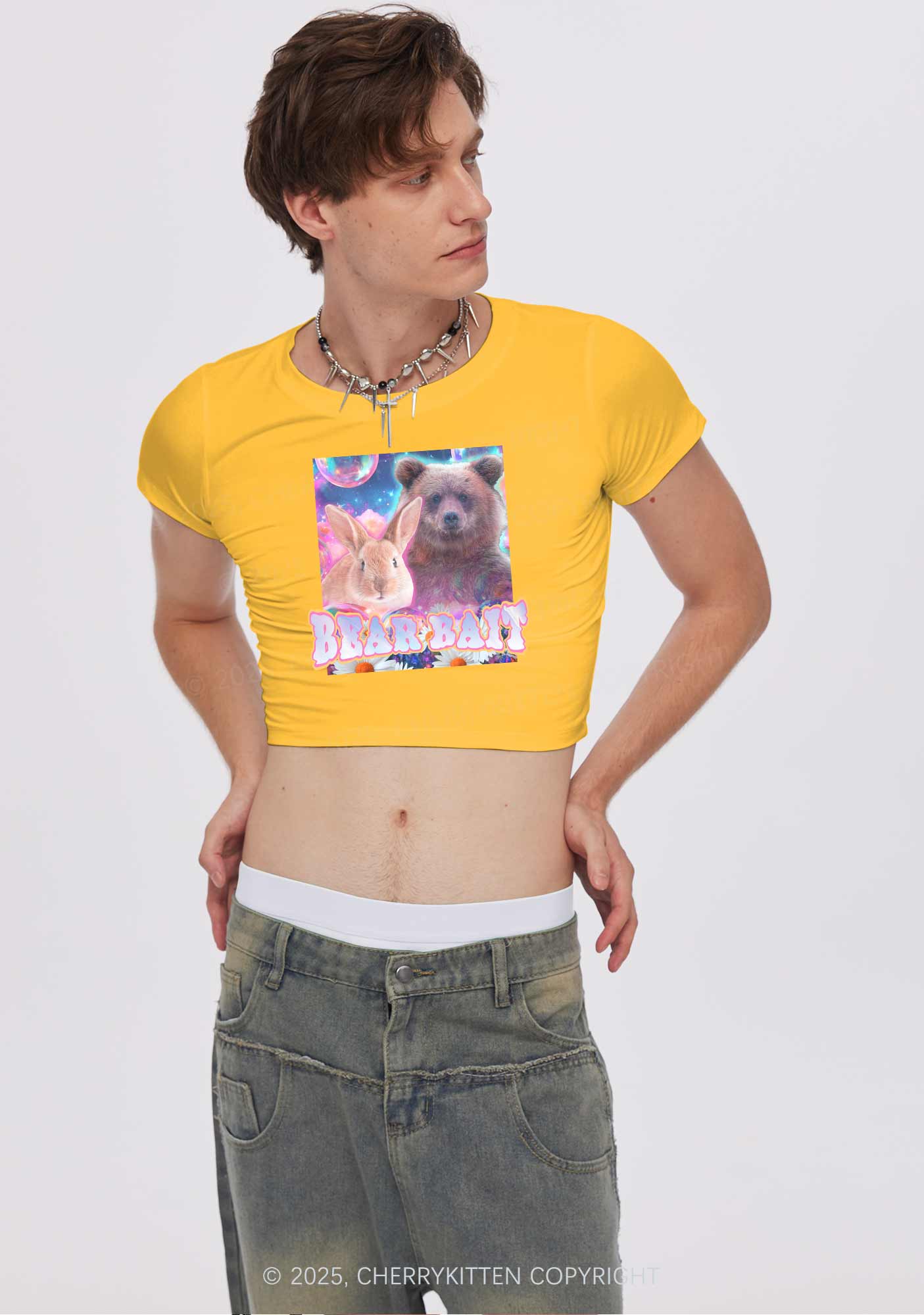 Bear Bait Pride Y2K Baby Tee Cherrykitten