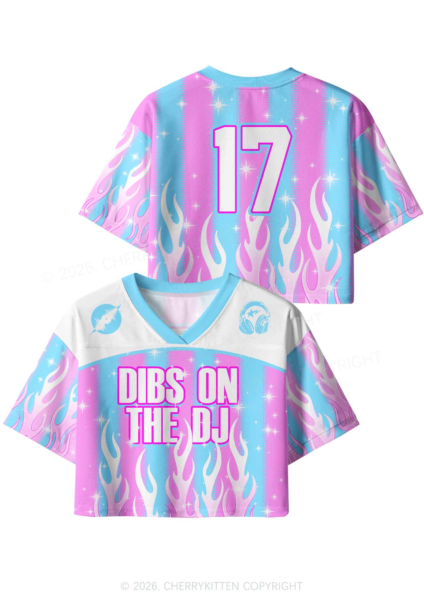 Dibs On The DJ Y2K Crop Sport Jersey Shirts Cherrykitten
