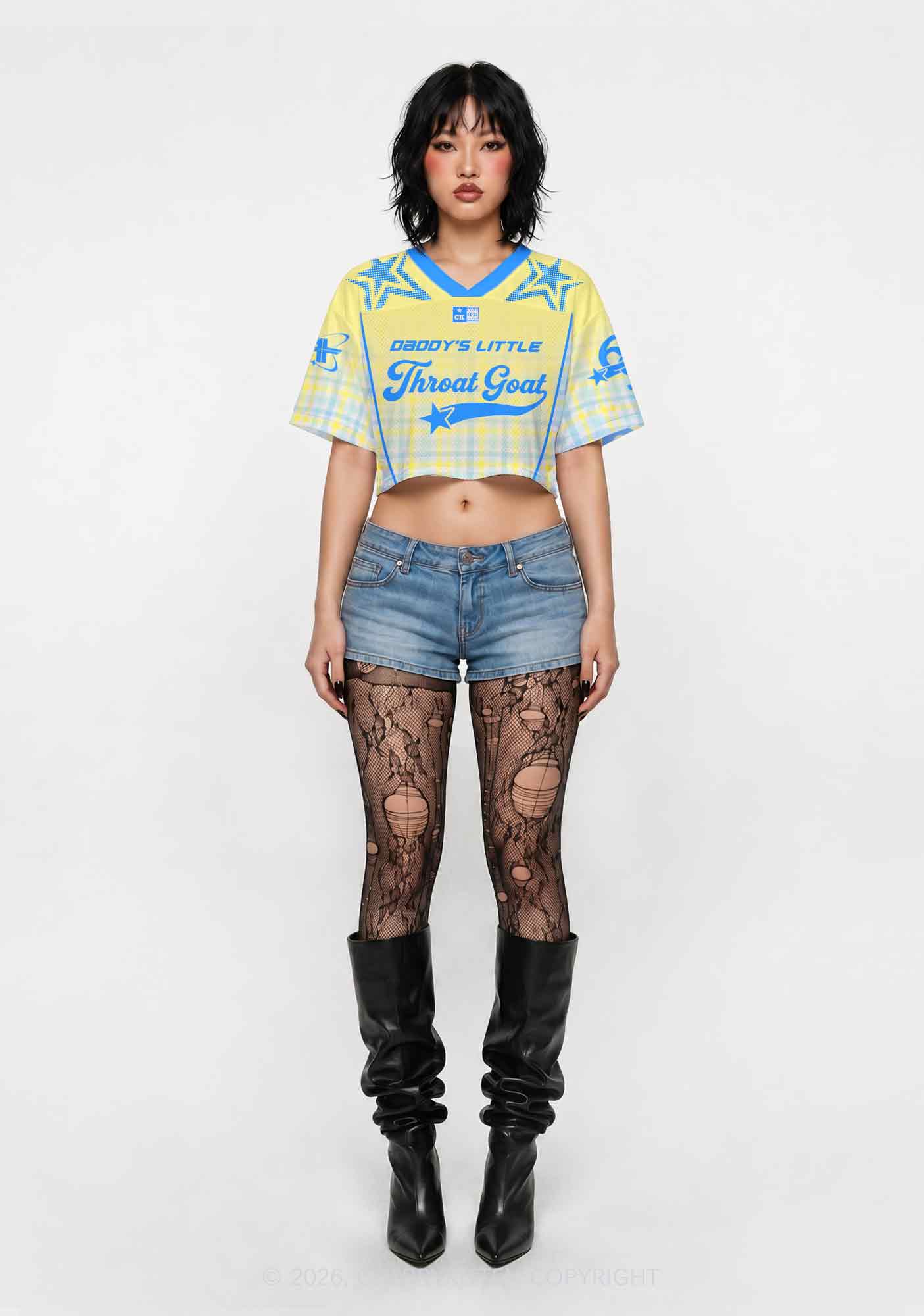 Daddys Little Throat Goat Y2K Crop Sport Jersey Shirts Cherrykitten