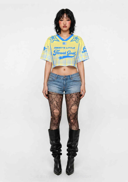 Daddys Little Throat Goat Y2K Crop Sport Jersey Shirts Cherrykitten