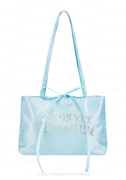 Rhinestone Dibs On The Drummer Y2K Satin Bags Cherrykitten