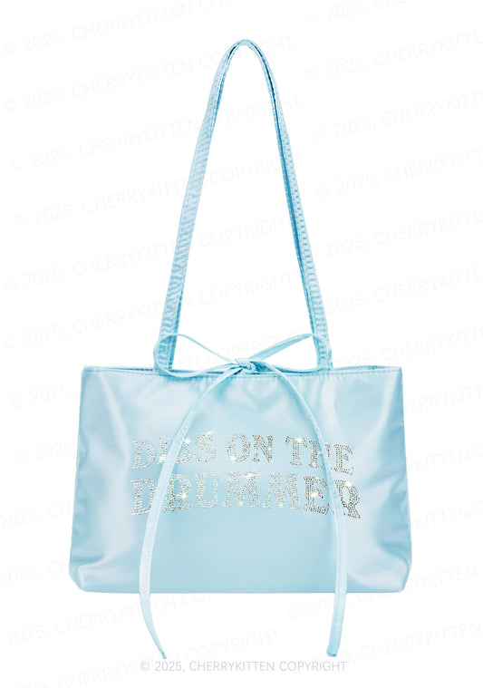 Rhinestone Dibs On The Drummer Y2K Satin Bags Cherrykitten