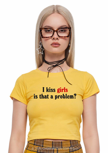 I Kiss Girls Y2K Baby Tee Cherrykitten