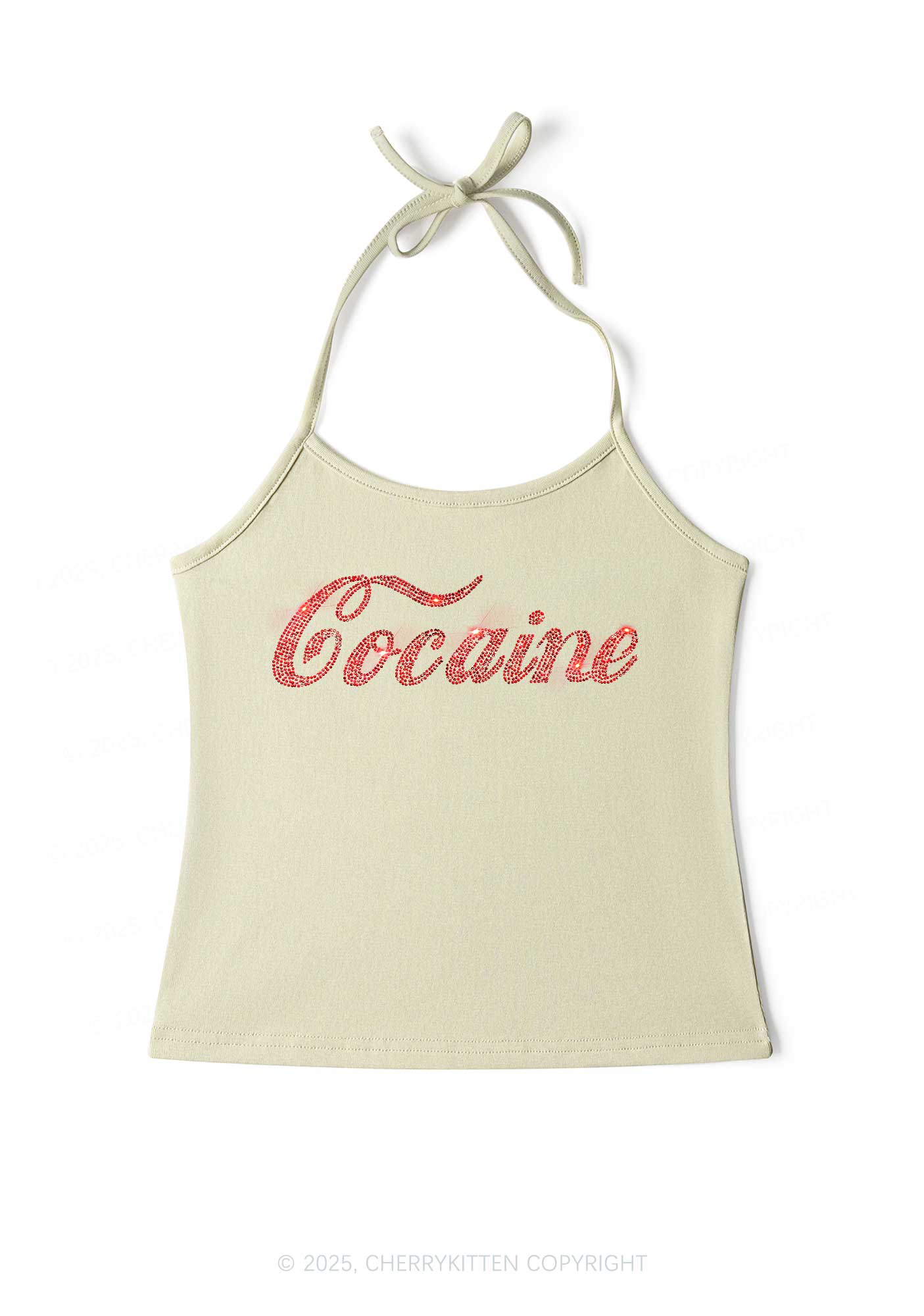 Rhinestone Special Cola Y2K Halter Neck Cami Cherrykitten