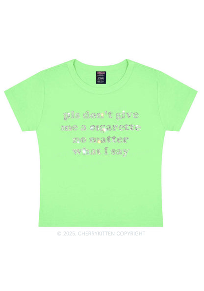 Rhinestone Dont Give Me Cigarette Y2K Baby Tee Cherrykitten
