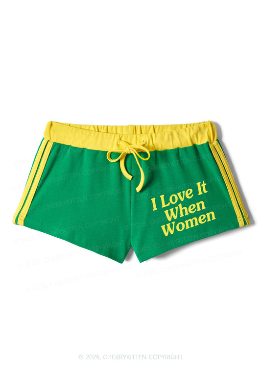 I Love It When Women Pride Y2K Drawstring Mini Shorts Cherrykitten