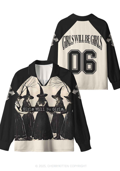 Custom Halloween Girls Will Be Girls Y2K Long Sleeve Sport Jersey Shirts Cherrykitten
