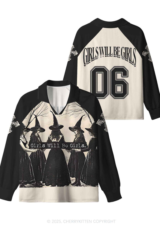 Custom Halloween Girls Will Be Girls Y2K Long Sleeve Sport Jersey Shirts Cherrykitten