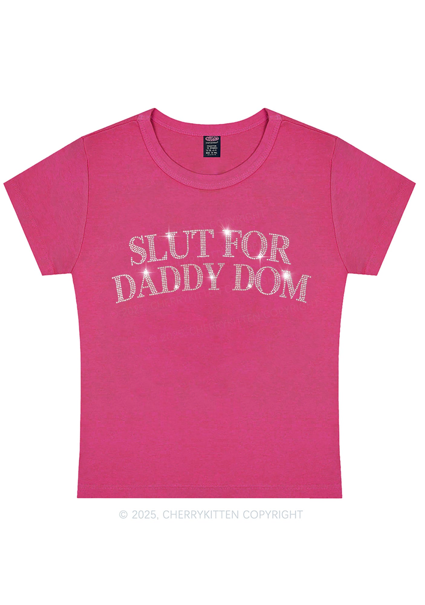 Rhinestone Slxt For Daddy Dom Y2K Baby Tee Cherrykitten