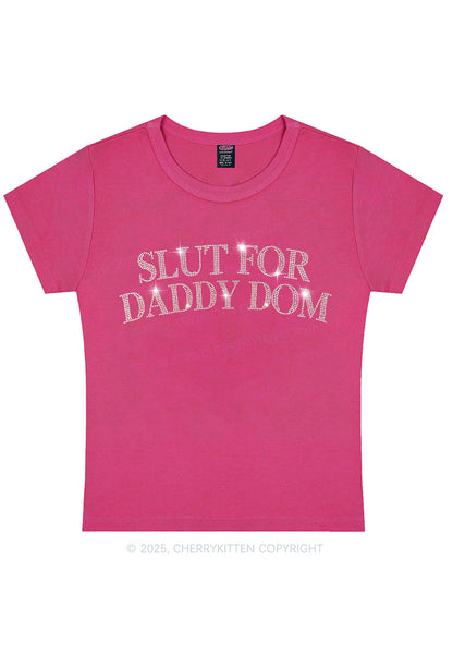 Rhinestone Slxt For Daddy Dom Y2K Baby Tee Cherrykitten