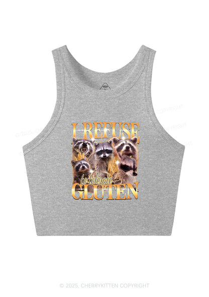 Raccoons Refuse Tolerate Gluten Y2K Crop Tank Top Cherrykitten