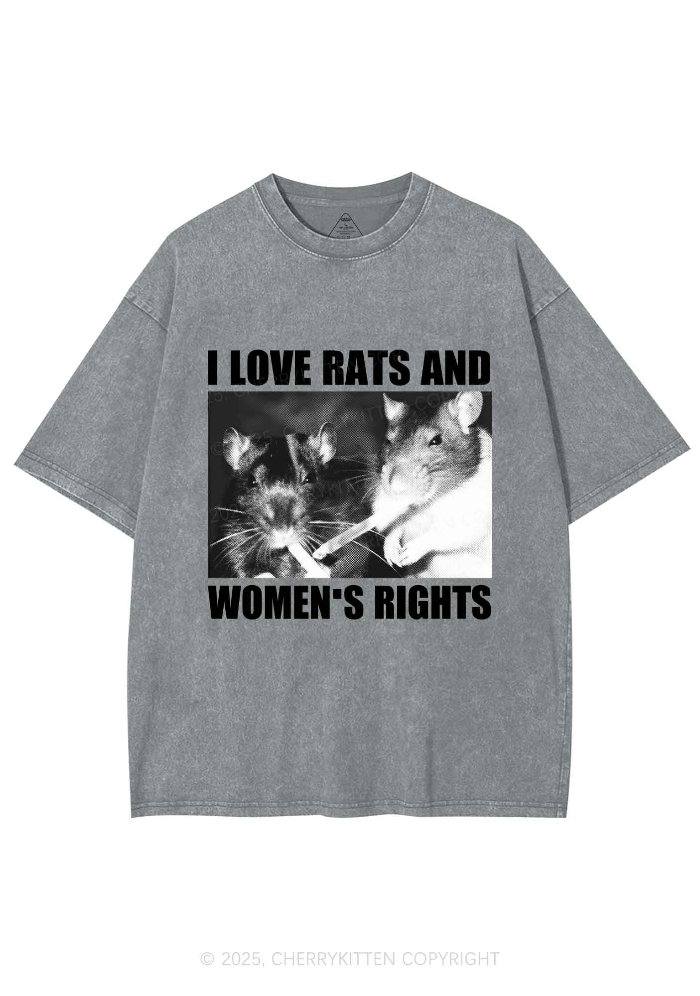 I Love Smoking Rats Y2K Shirts Washed Tee Cherrykitten