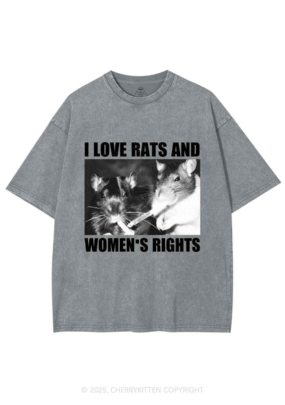 I Love Smoking Rats Y2K Shirts Washed Tee Cherrykitten