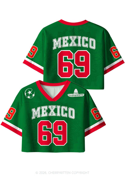 Custom Green Mexico Sombrero Y2K Crop Sport Jersey Shirts Cherrykitten