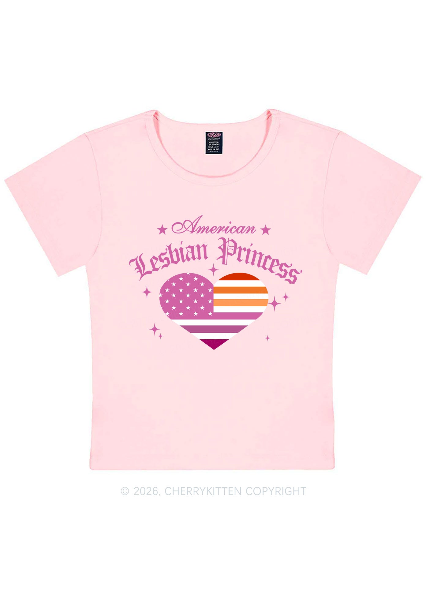 American Lesbian Princess Flag Pride Y2K Baby Tee Cherrykitten