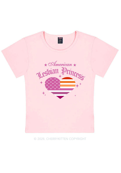 American Lesbian Princess Flag Pride Y2K Baby Tee Cherrykitten