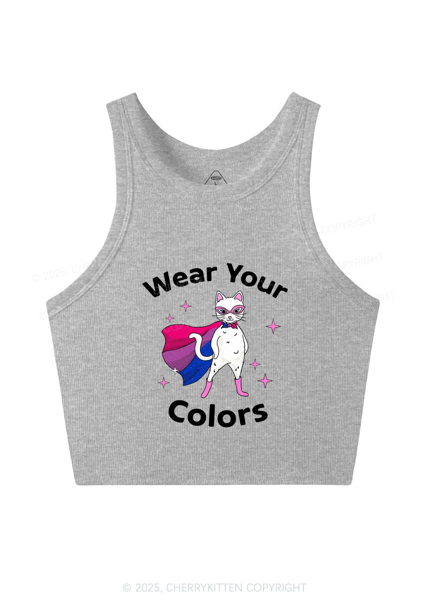 Bisexual Flag Cat Pride Y2K Crop Tank Top Cherrykitten