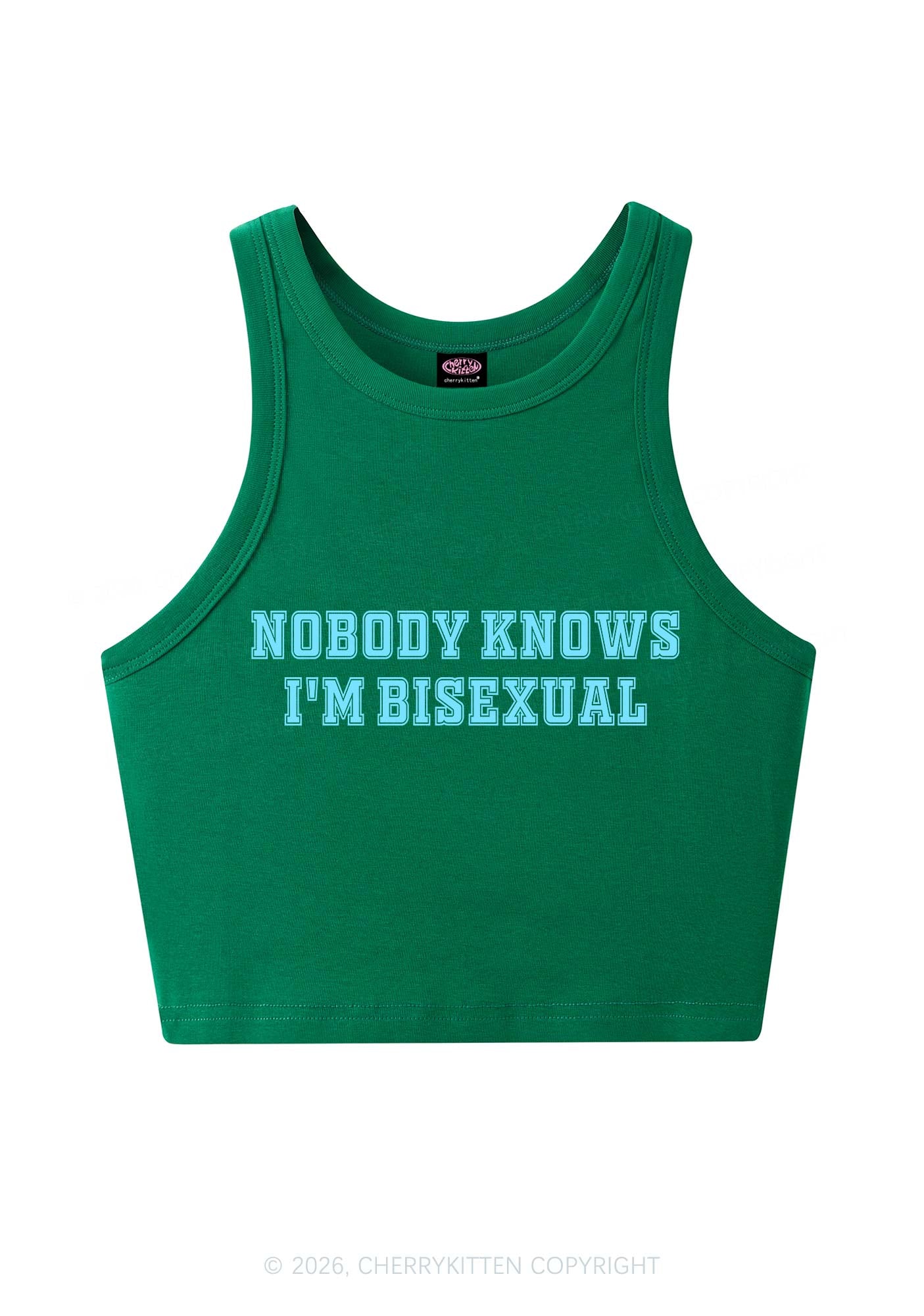 Nobody Knows Im Bisexual Pride Y2K Crop Tank Top Cherrykitten