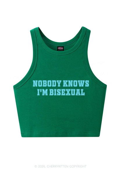Nobody Knows Im Bisexual Pride Y2K Crop Tank Top Cherrykitten