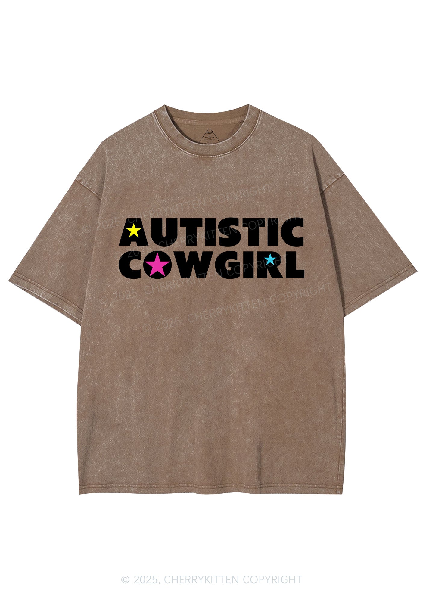 Autistic Cowgirl Y2K Shirts Washed Tee Cherrykitten