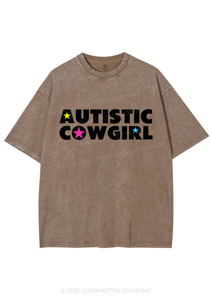 Autistic Cowgirl Y2K Shirts Washed Tee Cherrykitten