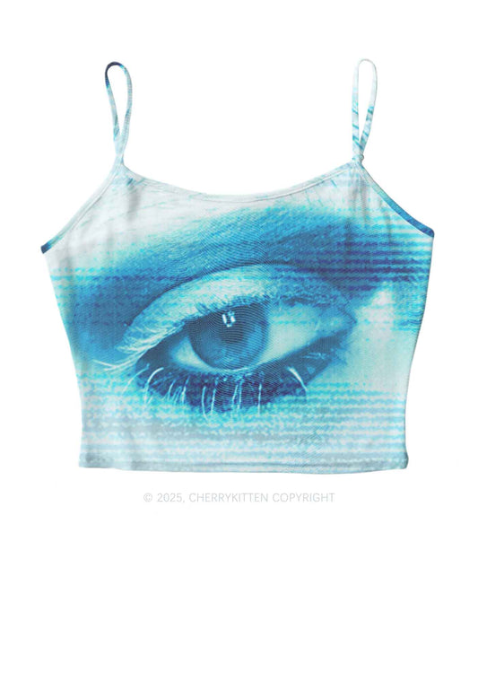 Halloween Tech Blue Eye Y2K Mesh Cami Tank Cherrykitten