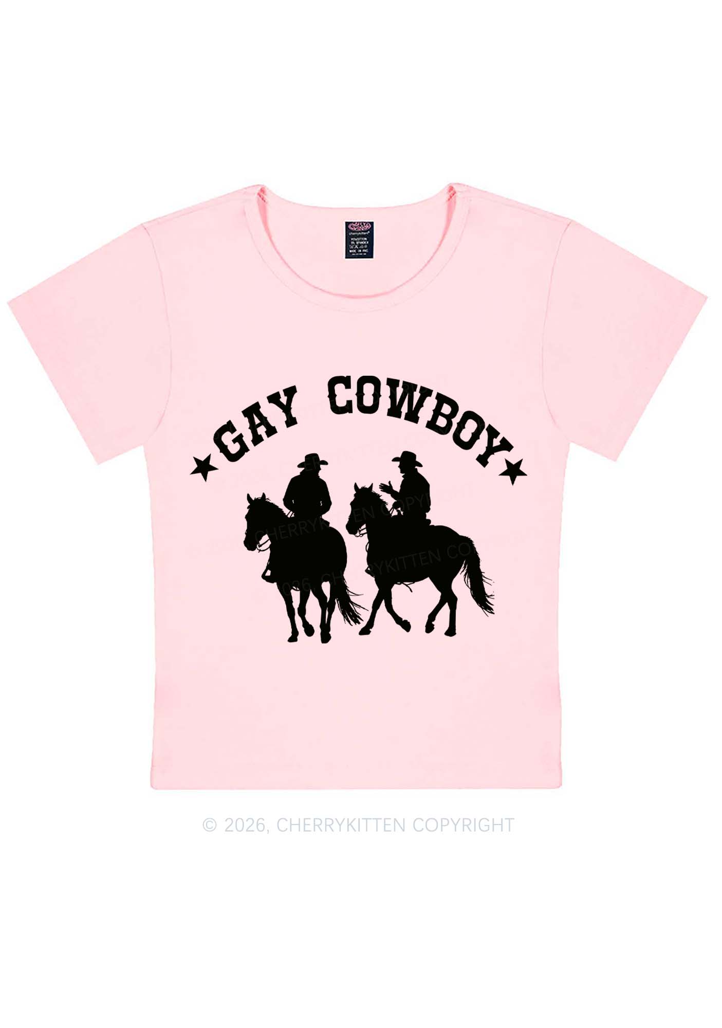 Gay Cowboy Pride Y2K Baby Tee Cherrykitten