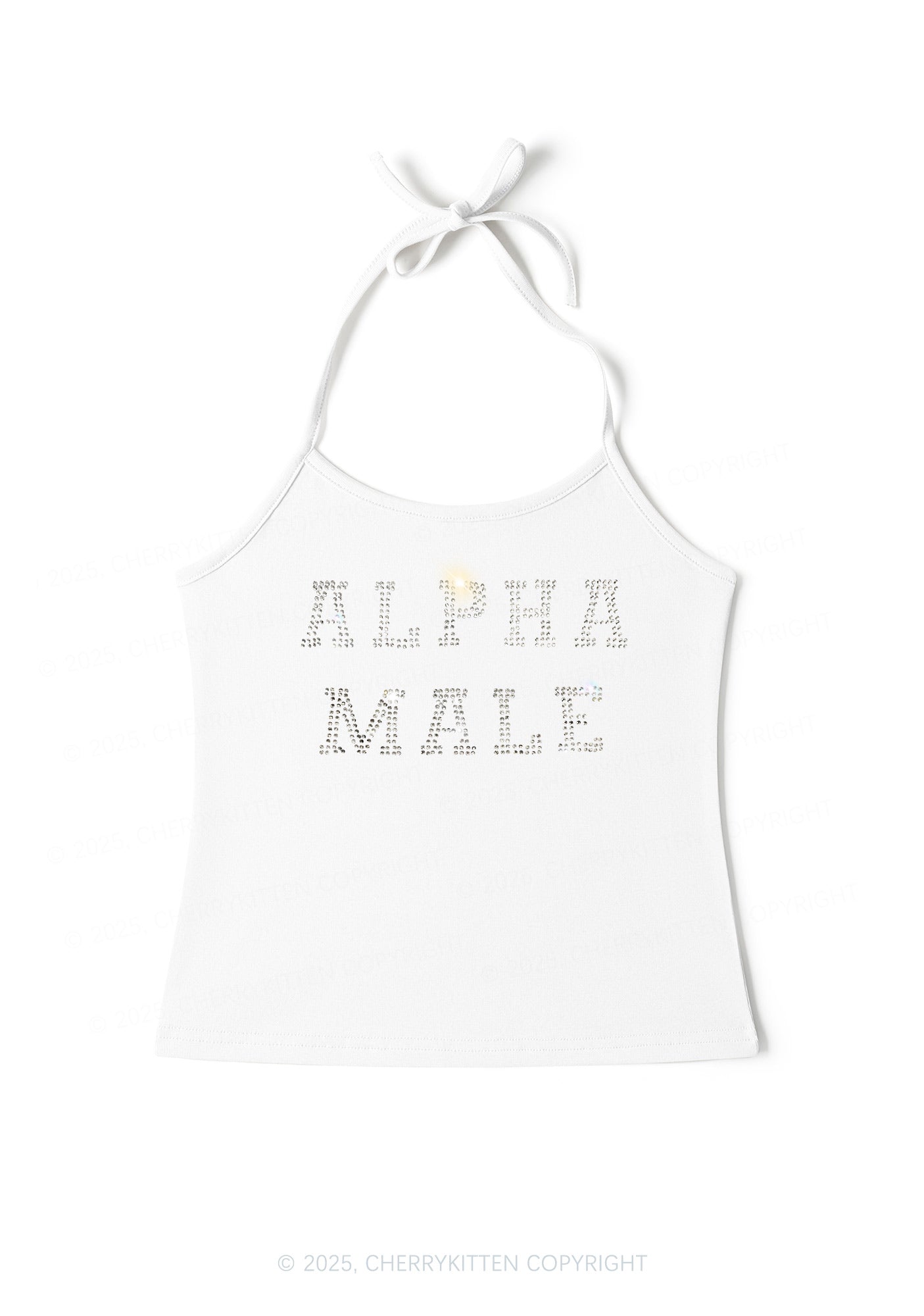 Rhinestone Alpha Male Y2K Halter Neck Cami Cherrykitten