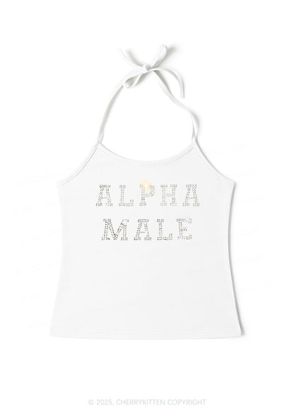 Rhinestone Alpha Male Y2K Halter Neck Cami Cherrykitten