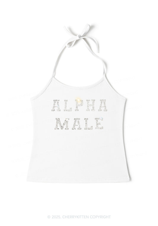 Rhinestone Alpha Male Y2K Halter Neck Cami Cherrykitten