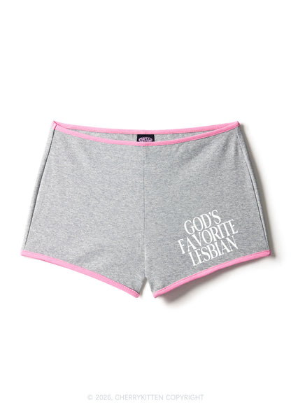 Gods Favorite Lesbian Pride Y2K Booty Shorts Cherrykitten