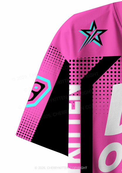 Hot Pink Dibs On The DJ Y2K Crop Sport Jersey Shirts Cherrykitten